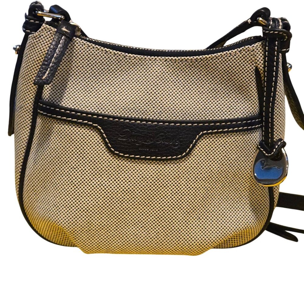 Dooney & Bourke Crossbody Small Hobo Blue/Black White Woven Check Leather Trim